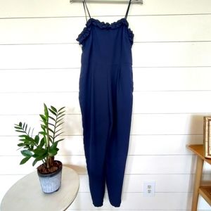 19 Cooper Women's Ruffle-Trim Jumpsuit - navy